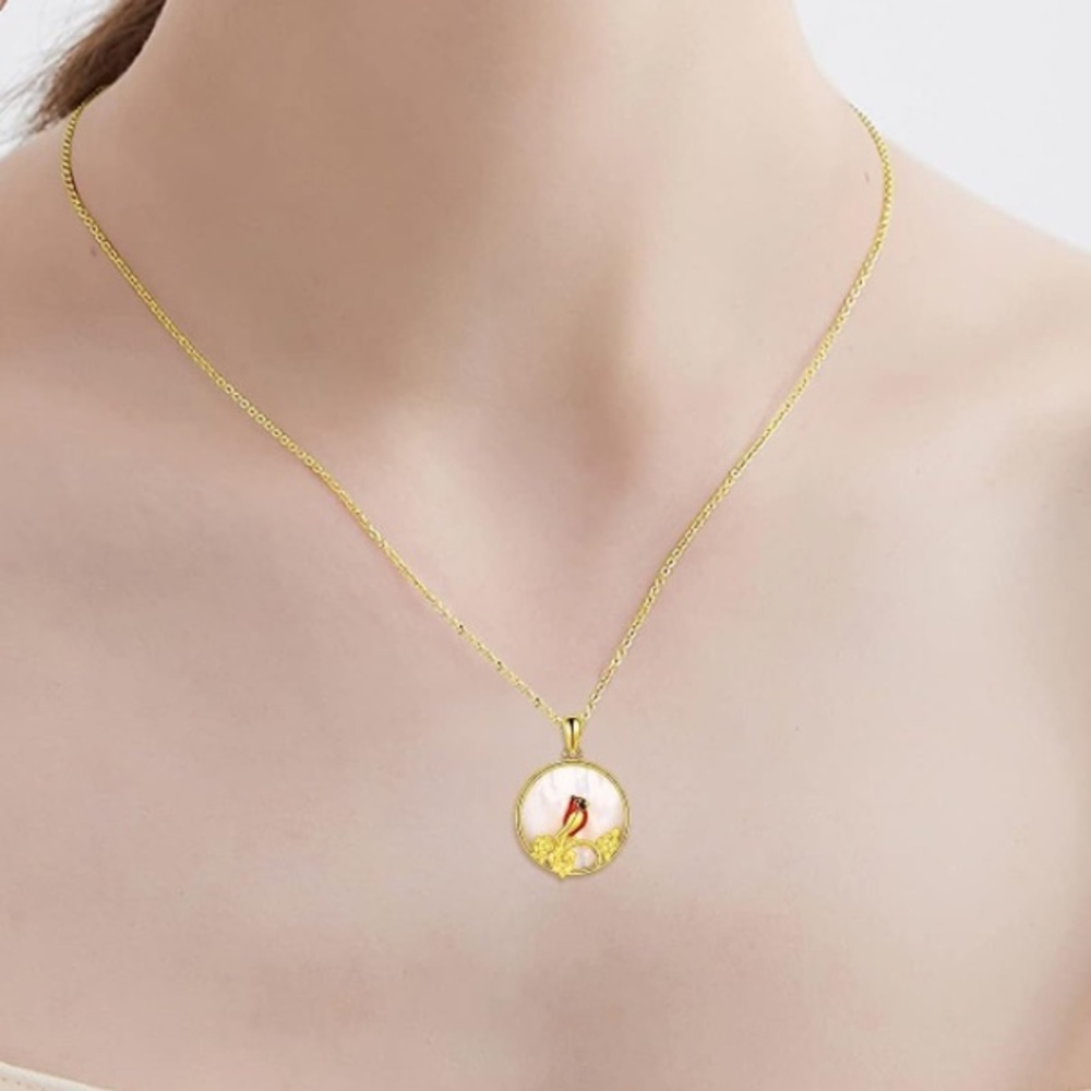 18k 925 Angel Cardinal Diamond Necklace - Picture 6 of 7